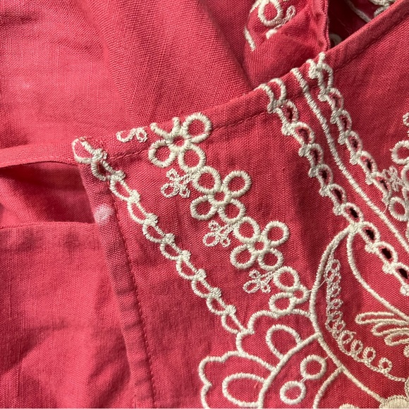Anthropologie coral Camisole Top with floral embroidery *flawed* - Picture 4 of 7